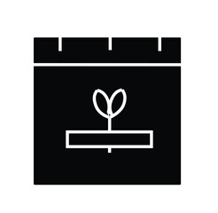 Planting calendar with seedling icon.Calendar with dots. representing schedule planting or growth plan
