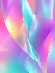 Glowing holographic background with pastel vibrant abstract shapes for modern and colorful design