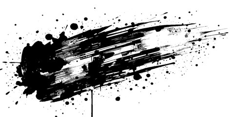 Vector black brush stroke with ink splash background