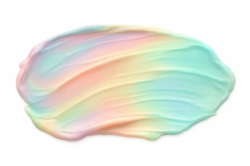 Cosmetic cream texture forming a colorful rainbow smear on a transparent background, ideal for beauty and makeup projects