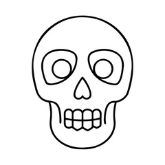 Simple Line Drawing Black Skull Icon Illustration line art