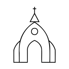 Simple Line Drawing of a Church with Cross chapel steeple