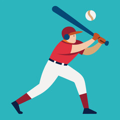 baseball player hitting ball vector 