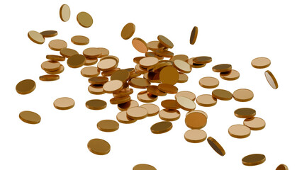 Gold coins heap isolated on white background