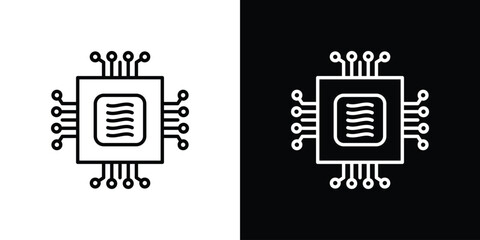 Processor icon in black. flat graphic vector icon