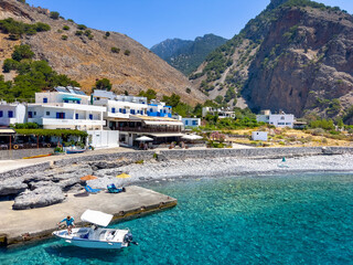 Greek village of Agia Roumeli, Chania, Crete, Greece.