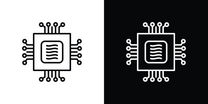 Processor icon in black. flat graphic vector icon