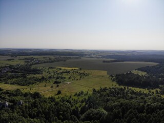 Ogrodzieniec castle aerial view, Summer in in Poland