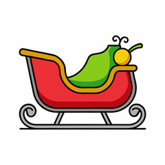 Illustration of a red and green christmas santa sleigh for holiday season vector graphic design element