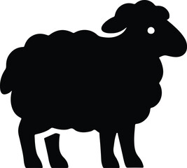 Silhouette of a cute fluffy sheep standing vector illustration
