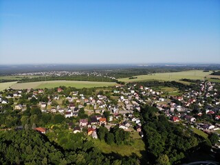 Ogrodzieniec castle aerial view, Summer in in Poland