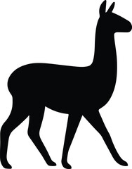 Silhouette of a llama walking calmly vector illustration