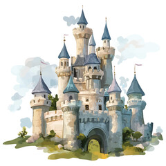 Fairytale castle watercolor illustration on transparent background vector image © SJB studio