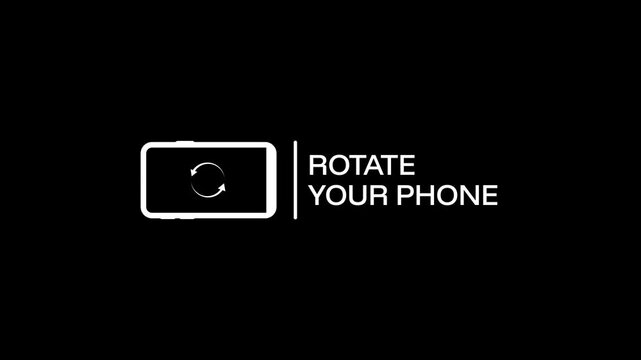 Rotate your phone horizontal to vertical orientation, video animation. Please rotate your phone on black background. Phone Rotation animation. 4k 