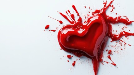 A vibrant splash of red liquid forming a heart shape, symbolizing passion and emotion, capturing the viewer's attention with its vivid colors and artistic flair.