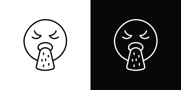 Puking emoji icon in black. flat graphic vector icon