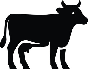 Silhouette of a standing cow farm animal vector illustration