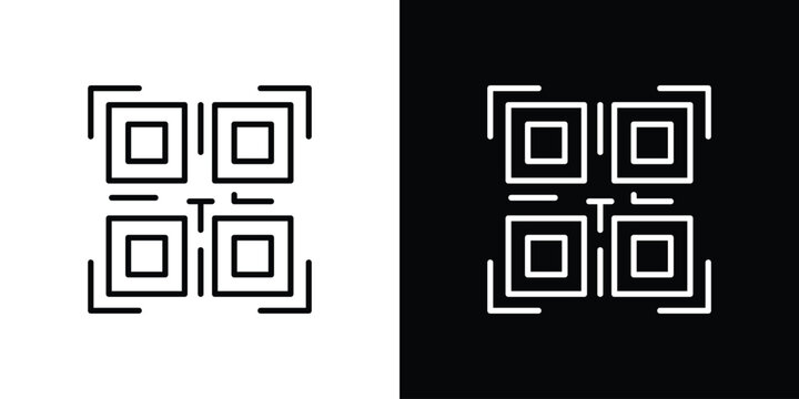 QR code icon in black. flat graphic vector icon