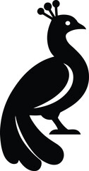 Silhouette of elegant peacock bird standing vector illustration