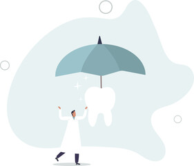 Dental insurance covering healthcare and medical cost, tooth protection or dental care concept. character life .