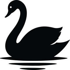 Silhouette of elegant swan swimming peacefully on water vector illustration
