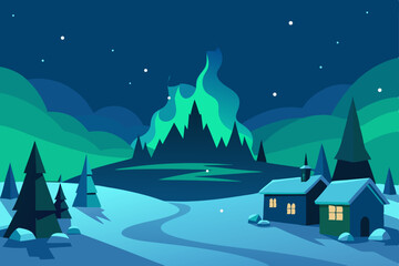 Naklejka premium winter landscape with houses