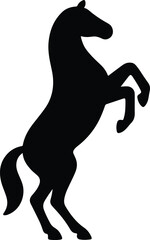 Silhouette of rearing horse equine black animal vector illustration