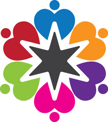 Community Love Star logo design template for teams or group network 