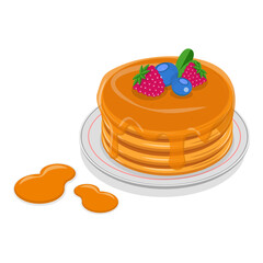 3D Isometric Flat  Set of Pancakes. Item 3
