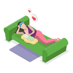 3D Isometric Flat  Illustration of Breastfeeding Positions. Item 3