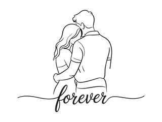 Forever in Love  Romantic Line Art Couple