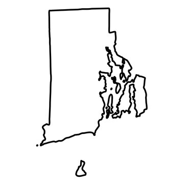 a black outline contur topographical map of Rhode island state isolated on a white background