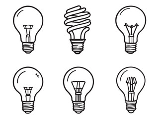 Bulb Simple Black Line Drawing Pack