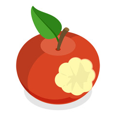 3D Isometric Flat  Set of Bitten Apple. Item 3
