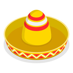 3D Isometric Flat  Set of Mexican Hats. Item 6