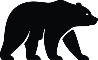 Silhouette powerful brown bear walking wildlife animal vector illustration
