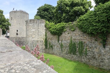Le château de Dourdan, ancien château fort, château médiéval, vue de l'extérieur, ville de...