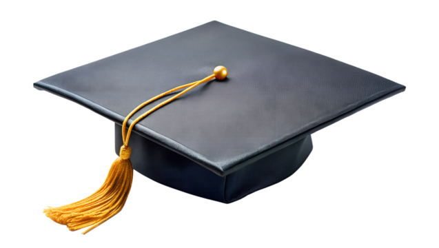 high angle shot of graduation cap with detailed stitching