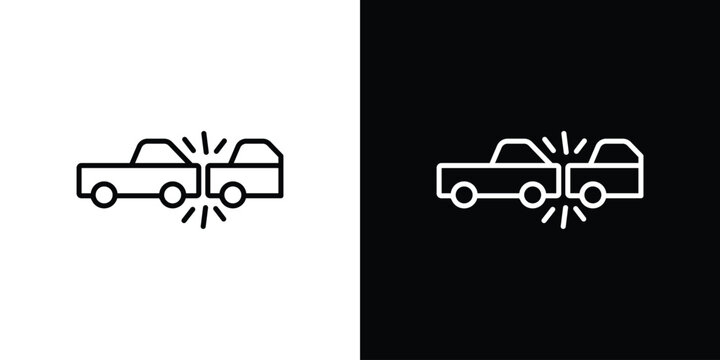 Rear end collision icon in black. flat graphic vector icon