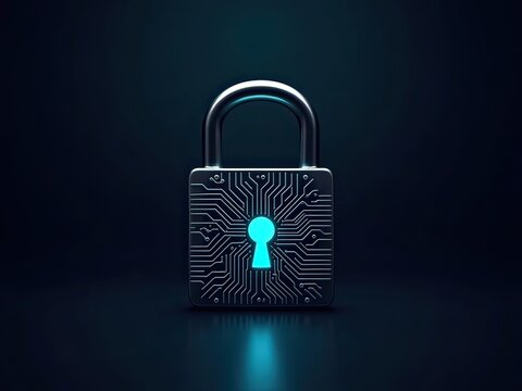 A digital padlock symbolizing cybersecurity and the protection of sensitive data in a technological context, emphasizing the importance of secure information storage and safety measures. 