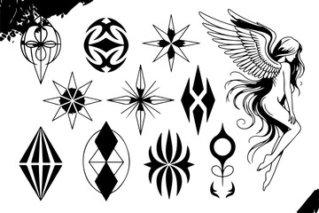 Dragon and Tribal Tattoo Designs vector bundle
