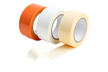 Three rolls of packing tape?clear and brown?displayed against a black background for shipping or moving needs.