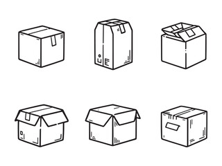 Simple Cardboard Box Line Drawing