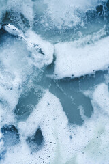 Abstract Blue Foam and Ice Texture with Air Bubbles – Clean Minimal Background