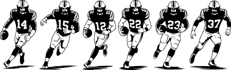 Fototapeta premium American Football Players vector bundle