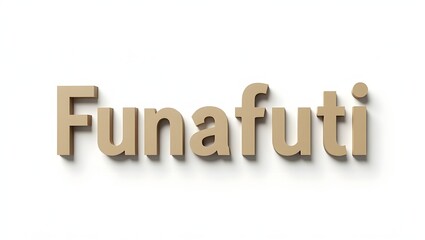 The word "Funafuti" in Tuvalu flag colors with light 3D effect and a small cultural detail that includes stars, traditional canoe and tropical palm leaves. Clean vector style on white background.