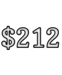 dollar sign on white background $212