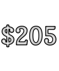 dollar sign on white background $205