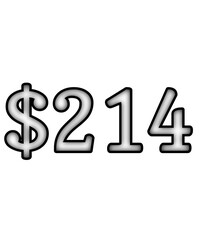 dollar sign on white background $214