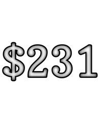 dollar sign on white background $231